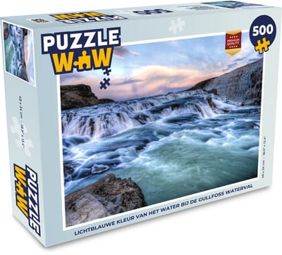 Puzzel Lichtblauwe kleur van het water bij de Gullfoss waterval - Legpuzzel - Puzzel 500 stukjes