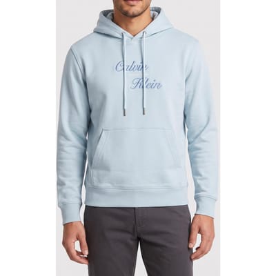 Calvin Klein Long Sleeve Classic 350gsm Terry Script Winter Sky Taglia: S | Felpe con cappuccio Outlet | Uomo