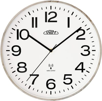 Radioklok Wandklok - Moderne Klok - Tijd Weergeven - Automatische Tijdsynchronisatie - Ø 30 cm - Wit Grijs