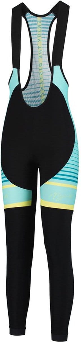 Rogelli Impress Lange Fietsbroek - Dames - Zwart, Turquoise, Geel - Maat 2XL
