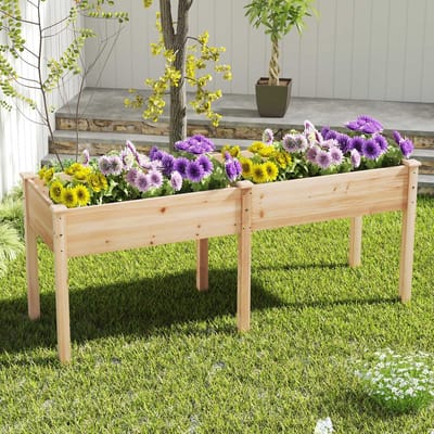 Kweektafel - Verhoogde Plantenbak met Opbergrek - Dennenhout - Voor Tuin - Balkon - Plantenbak voor buitenkweken - Natuurlijk hout