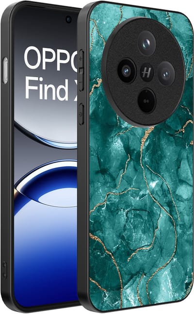 Smartphonica Telefoonhoesje Geschikt voor Oppo Find X8 met marmer opdruk - TPU backcover case marble design - Goud Groen geschikt voor Oppo Find X8