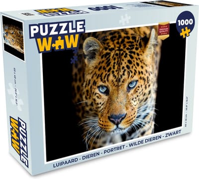 Puzzel Luipaard - Dieren - Portret - Wilde dieren - Zwart - Legpuzzel - Puzzel 1000 stukjes volwassenen