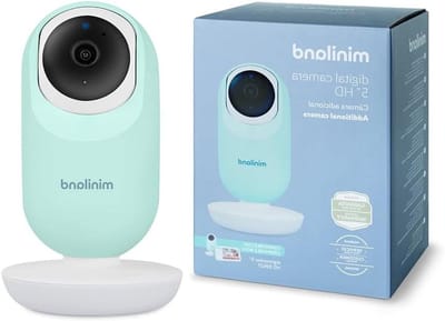 Extra Babycamera - Videobabyfoon Monitor - Baby Bewaken - Gemotoriseerde 360 Camera - 5 inch HD - Wit