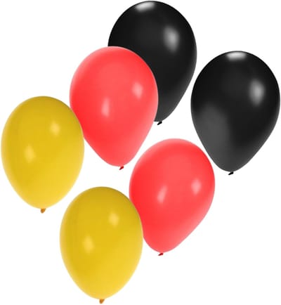Shoppartners Party Ballonnen - 60x stuks - Duitse vlag kleuren - latex - 27 cm - versiering - kleurenmix - feestartikelen