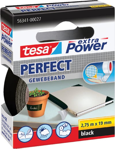 Textieltape tesa perfect 2.75mx19mm zwart | 10 stuks
