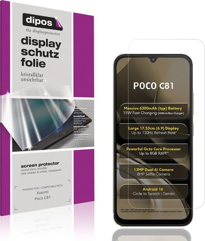 dipos – 4x Beschermfolie geschikt voor Xiaomi Poco C81 | Krasbestendige & heldere Screenprotector Ultra-Thin