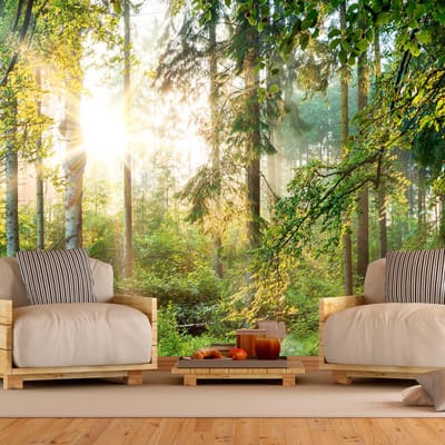 98cm X 70cm - Zelfklevend fotobehang -  Ongetemde Natuur, bos, groen, 8 maten, Premium Print, geen lijm nodig, instructie bijgesloten, water- en UV bestendig
