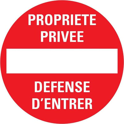 Pickup bord rond diameter 18 cm - Propriete privée-Défense d'entrer