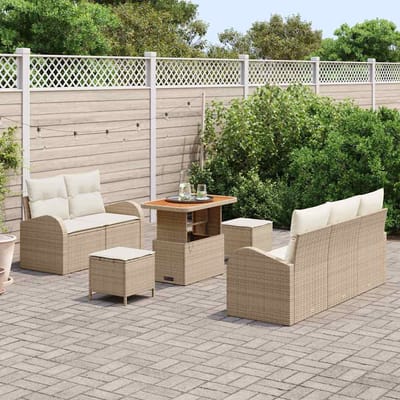 vidaXL - Tuinbank - Set - 8 - st - 7-Aantal - zitplaatsen - Beige - en - Crème