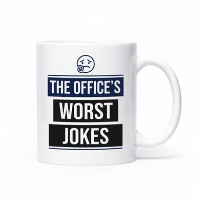 Grappige Kantoor Tekst Mok 330 ml – “The Office’s Worst Jokes” Koffie- & Theemok Cadeau voor Collega’s