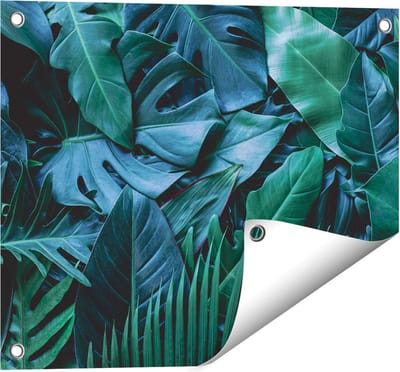 Gards Tuinposter Tropische Groene Bladeren - 50x40 cm - Tuindoek - Tuindecoratie - Wanddecoratie buiten - Tuinschilderij