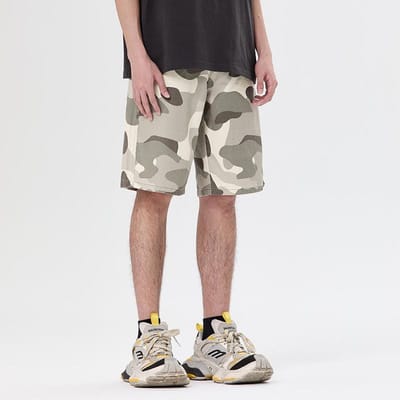 High Street Retro Camouflage Heren Casual Oude Stijl Middellange Broek 2XL gray