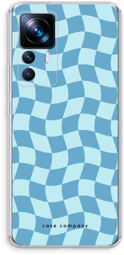 Case Company® - Hoesje geschikt voor Xiaomi 12T hoesje - Grid Blauw - Soft Cover Telefoonhoesje - Bescherming aan alle Kanten en Schermrand