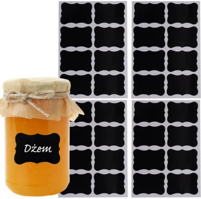 Malatec Krijtbord etiketten/stickers set - herschrijfbaar - 24x stuks - Keuken labels