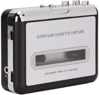 Dailygoods - Recorder Cassette Converter naar MP3 - Draagbare Cassette Audio Muziekspeler - Zilver en Zwart - USB-cassettespeler - Geschikt voor Lapto...