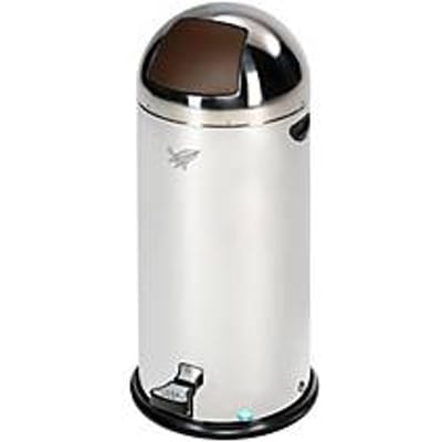 VAR afvalbak met voetpedaal, 52 l, binnenemmer, staal, aluminium handvat, 8,6 kg, niet zelfdovend, bruin