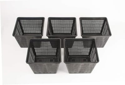 Plantenmanden Set - Vijvermanden Kweekpotten - Vijver Ondersteuning - Voorkomt Verspreiding - 5 Stuks 25 cm - Zwart