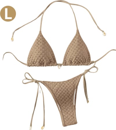 Bovista Bikini Dames - Meisjes Bikini - Badpak - Push Up - Vrouwen Badkleding - Zwemmen - Sexy Set - Top & Broekje - Koffiekleur - Maat L