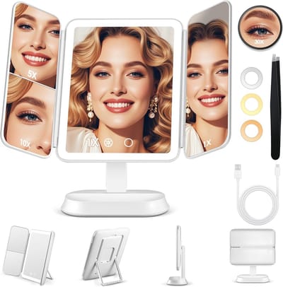Verlichte Make-up Spiegel met 3 Vergrotingsstanden en Touchscreen Bediening