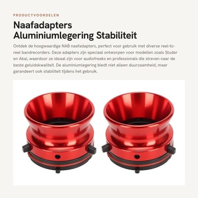 Dailygoods Naafadapters - Aluminiumlegering - Stabiliteit - Rood - Universele Laadapparaat - Geschikt voor Reel-to-Reel Taperecorders
