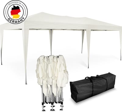 Kronenburg Vouwtent Partytent 3 x 6m, Kleur Beige - Zonder Zijelement - Waterdicht Pavillon - UV-bescherming 50
