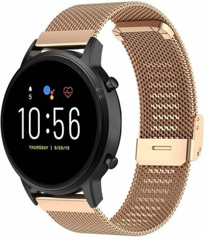 By Qubix - Geschikt voor Garmin bandje - Geschikt voor Garmin Vivoactive 4 / 4L - Milanese bandje met klemsluiting - Champagne goud - Smartwatch bandje 22mm