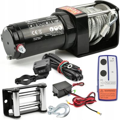 GEKO Elektrische lier - 12V - 1134 kg trekkracht - Off-road gebruik - Stalen kabel 12 m