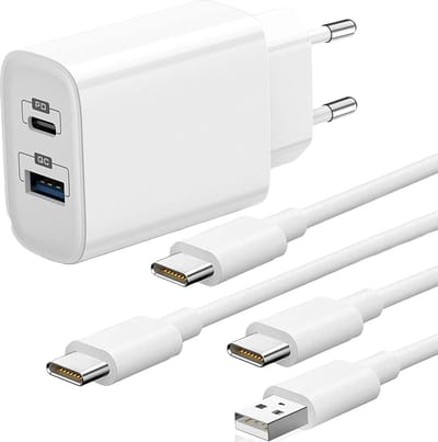Dual usb?C & usb?A 20w Fast Charger - Oplader voor Galaxy S26 Ultra / S26 Plus / S26 FE / A57 5G / A56 5G - 1 Meter