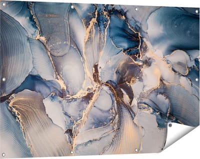 Gards Tuinposter Abstracte Luxe Kunst - Zwart met Goud - 120x80 cm - Tuindoek - Tuindecoratie - Wanddecoratie buiten - Tuinschilderij
