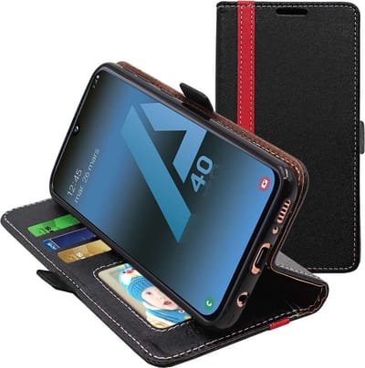 ebestStar - Hoes geschikt voor Samsung A40 Galaxy SM-A405F, Wallet Etui, Book case hoesje, Zwart, Rood