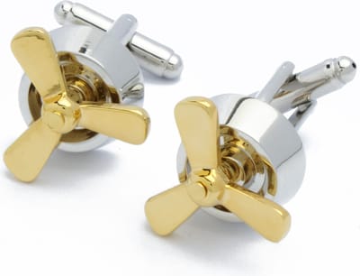 Manchetknopen - Vliegtuig Motor Propeller Zilver en Goud