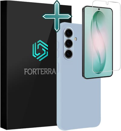 Hoesje Met Screenprotector - Geschikt voor Samsung Galaxy S26 - Sterk & Shockproof - Telefoon Hoes - Back Cover - Siliconen Case - Lichtblauw