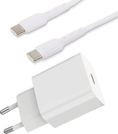 20W USB-C Thuislader met USB C naar USB C Oplaadkabel - 2 Meter - 4x Sneller Opladen