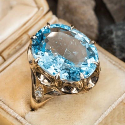 Prachtige Charmante Grote Ovale Blauwe Zirconia Steen Ring Dames Mode Gouden Kleur Kristal Zirconia Ring Bruids Trendy Sieraden 7 gray
