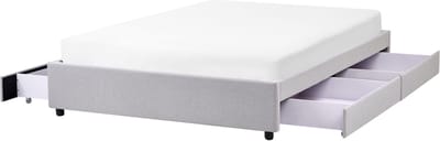 PRADES - Bed met opbergruimte - Lichtgrijs - 140 x 200 cm - Polyester