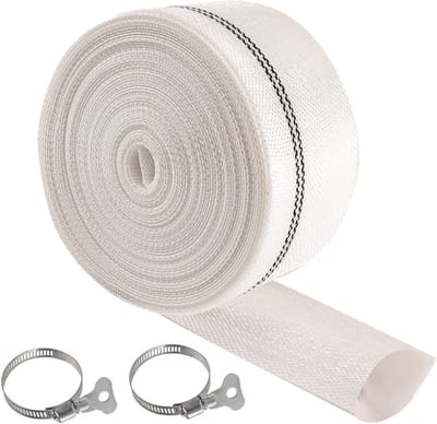 20 meter platte slang Ø 1 1/4 inch - 32 mm voor dompelpompen, vuilwaterpompen en industriële toepassingen met roestvrijstalen slangklemmen en accessoires
