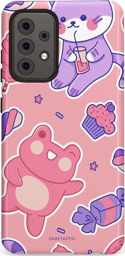 Casetastic hoesje geschikt voor Samsung Galaxy A52 (2021) 5G / Samsung Galaxy A52 (2021) 4G - Dubbellaagse bescherming - Snoepvriendjes - Fashion Case - Lichtroze Lavendel Koraal