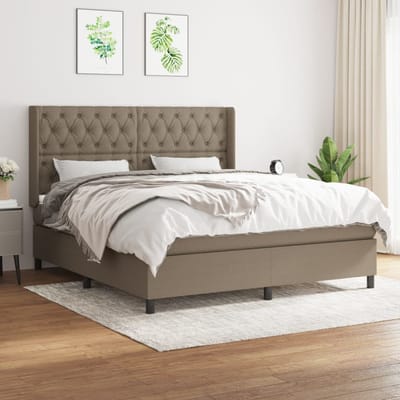 vidaXL - Boxspring - met - matras - stof - taupe - 160x200 - cm