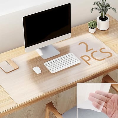 Unyqoos® Set van twee transparante bureau- en tafelbeschermers van PVC, 90x40 cm