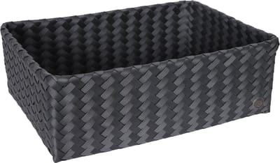 Opbergmand - Organizer - Woonkamer - Kinderkamer - Badkamer - Babykamer -Handgevlochten rechthoekige mand - Handed By Grand Optimum - donker grijs - dark grey