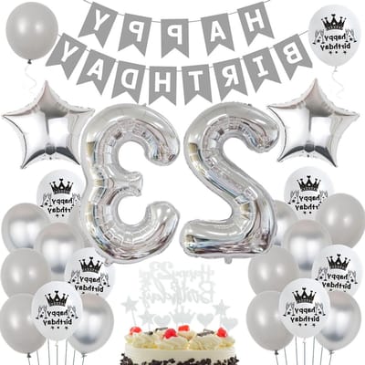 23 Ballonnen in Zilvergrijs voor Verjaardagsdecoratie, Feestversiering voor 23 Jaar, Ballonnen voor Mannen en Vrouwen