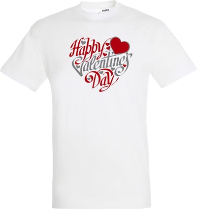 T-shirt Happy Valentines Day | valentijn cadeautje voor hem haar | valentijn | valentijnsdag cadeau | Wit | maat XS