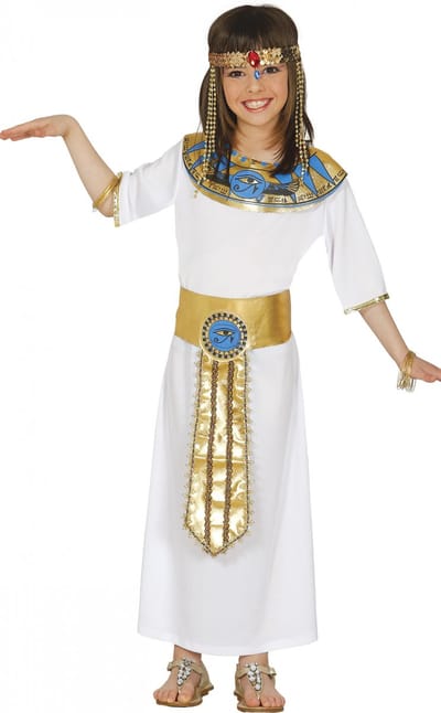 Fiestas Guirca Verkleed kostuum - Egyptische prinses - kinderen - wit/goud - 3-delig - Carnaval 110/116