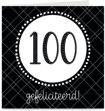 100 JAAR | verjaardagskaart / kaart met envelop | wenskaart voor 100e verjaardag