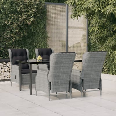 vidaXL - 5-delige - Tuinset - poly - rattan - lichtgrijs