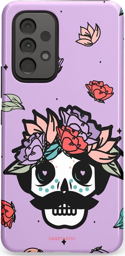 Casetastic Hoesje Geschikt voor Samsung A53 - Stijlvolle Beschermende Duo-layer Case - Schedel Snor