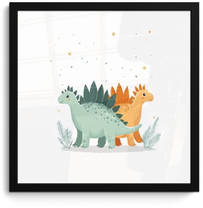 Poster in lijst - Fotolijst 40x40 cm - Posters - Planten - Sterren - Dinosaurussen - Oranje - Posterlijst zwart - Decoratie - Wanddecoratie woonkamer - Muurdecoratie slaapkamer