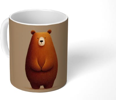 Mok - Koffiemok - Beer - Minimalistisch - Bruin - Mokken - 350 ML - Beker - Koffiemokken - Theemok