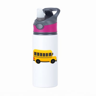 Hacebo® - Bussen waterfles met rietje roze - Auto - Buschauffeurs - Schoolbus - buschauffeuse - water fles - 650ML